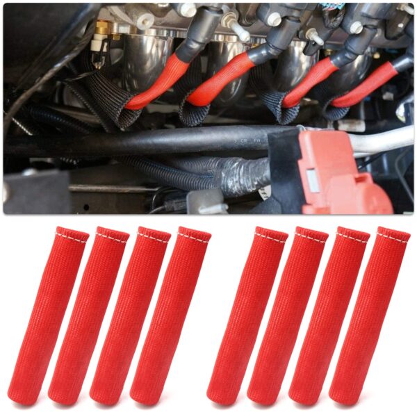 8-Cylinder Spark Plug Boot Heat Shield Kit - 8 Fiberglass Sleeves & 12 Aluminum Wire Separators for 8-10mm Wires (High-Temp Engine Protection) - Image 6