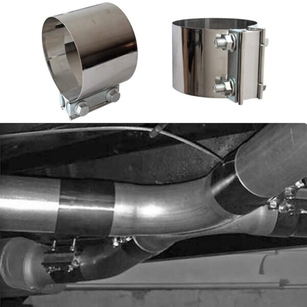 Stainless Steel Exhaust Band Clamps - Heavy Duty Lap Joint Clamp for 4" OD to 4" ID Pipe Connections - Image 3