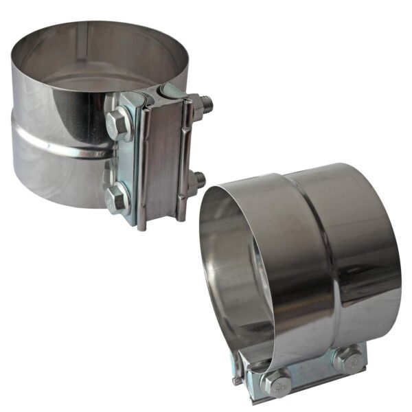 Stainless Steel Exhaust Band Clamps - Heavy Duty Lap Joint Clamp for 4" OD to 4" ID Pipe Connections