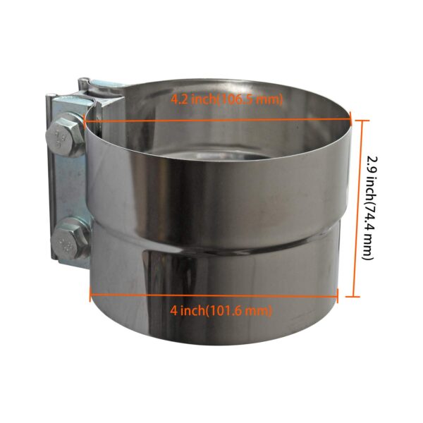 Stainless Steel Exhaust Band Clamps - Heavy Duty Lap Joint Clamp for 4" OD to 4" ID Pipe Connections - Image 5