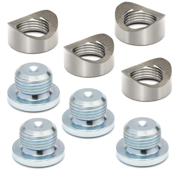 M18x1.5 Exhaust Oxygen Sensor Bungs & Plugs Kit - 304 Stainless Steel Weld Bungs with Zinc Plated Plugs (2 Sets) for Headers & Downpipes - Image 2