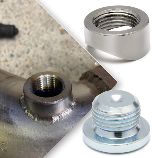 M18x1.5 Exhaust Oxygen Sensor Bungs & Plugs Kit - 304 Stainless Steel Weld Bungs with Zinc Plated Plugs (2 Sets) for Headers & Downpipes - Image 6