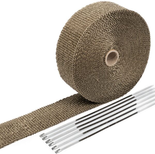 Titanium Exhaust Wrap - High-Temp 2500°F Heat Shield with 304 Stainless Ties for Motorcycle & Automotive - Image 3