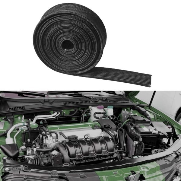 600°F Black Fiberglass Heat Shield Sleeve - Expandable Wrap for Fuel Lines, Spark Plug Wires & Brake Cables (1100°F Intermittent Protection) - Image 5