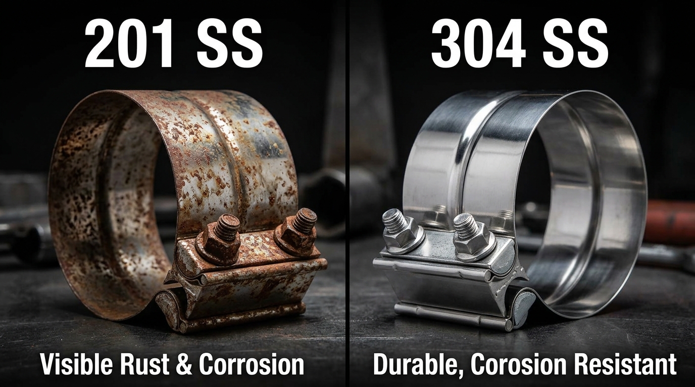 201 stainless steel vs 304 stainless steel clamp corrosion comparison