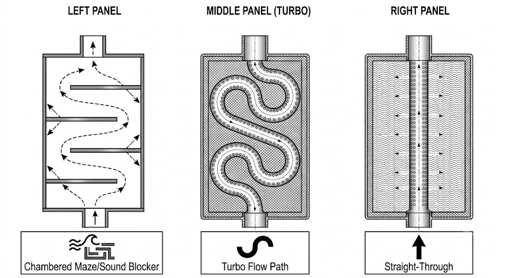 stock muffler vs straight pipe replacement comparison