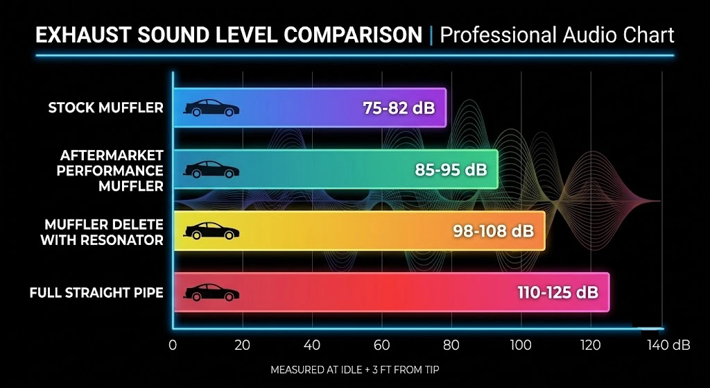 exhaust sound level comparison decibel chart
