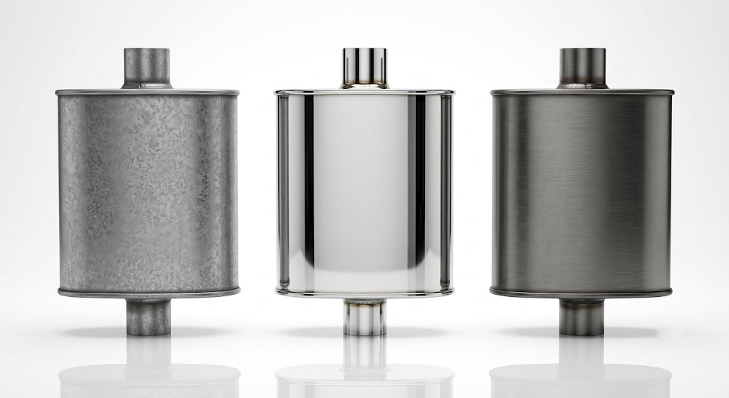 three muffler materials aluminized 304 409 stainless comparison