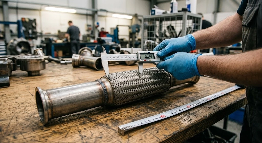 measuring flex pipe diameter with digital caliper