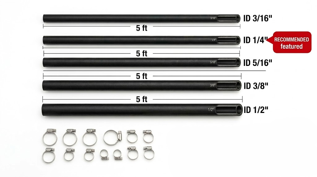LEDAUT rubber fuel line range for small engines in six bore sizes